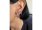 14K Real White Gold 2mm Hoop Earrings – Minimalist Hinged Tube Hoops for Women, Lightweight Everyday