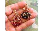 Copper wrapped Jack O Lantern Pumpkin Pendants